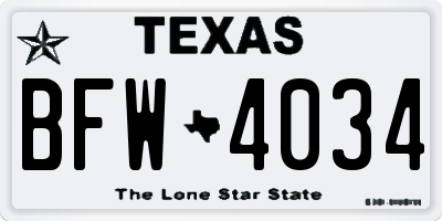 TX license plate BFW4034