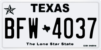 TX license plate BFW4037