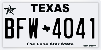 TX license plate BFW4041