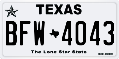 TX license plate BFW4043