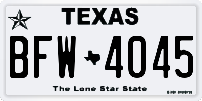 TX license plate BFW4045