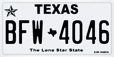 TX license plate BFW4046