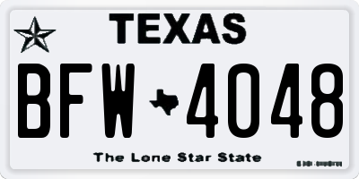TX license plate BFW4048