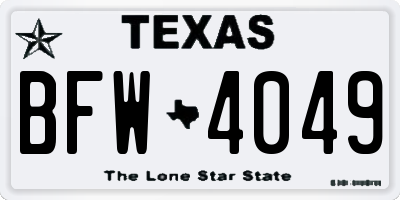 TX license plate BFW4049