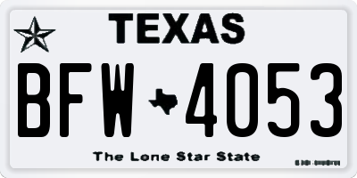 TX license plate BFW4053