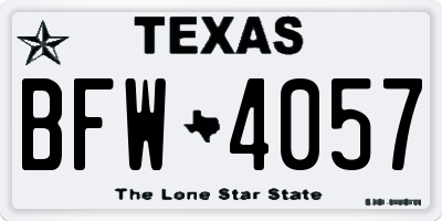 TX license plate BFW4057