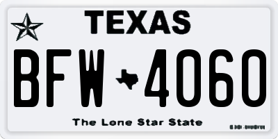 TX license plate BFW4060