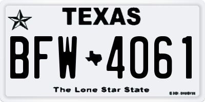 TX license plate BFW4061