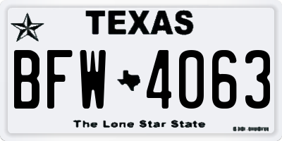 TX license plate BFW4063
