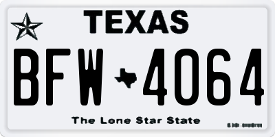 TX license plate BFW4064