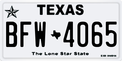 TX license plate BFW4065