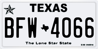 TX license plate BFW4066