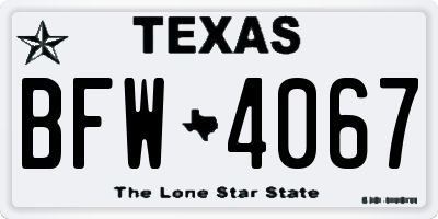 TX license plate BFW4067