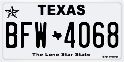 TX license plate BFW4068