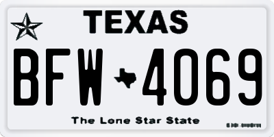 TX license plate BFW4069