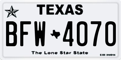TX license plate BFW4070