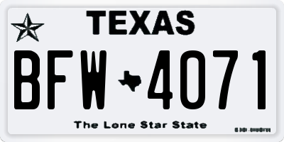 TX license plate BFW4071