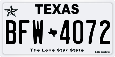 TX license plate BFW4072