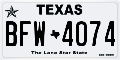 TX license plate BFW4074