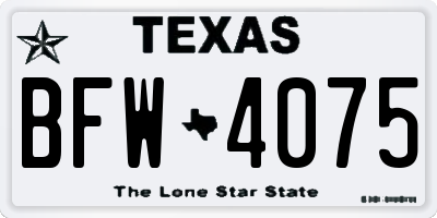 TX license plate BFW4075