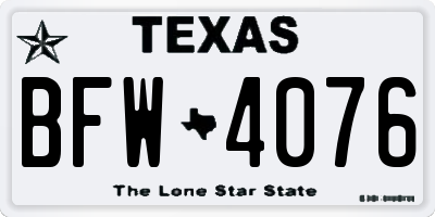 TX license plate BFW4076