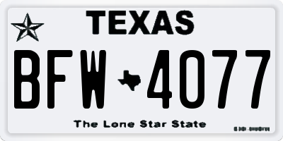 TX license plate BFW4077