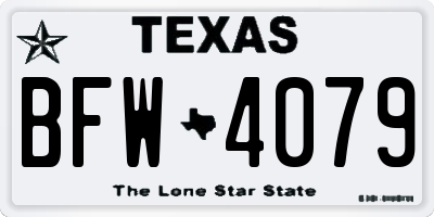 TX license plate BFW4079