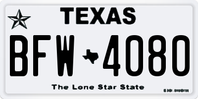 TX license plate BFW4080