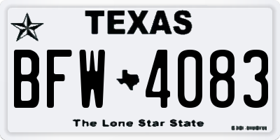 TX license plate BFW4083