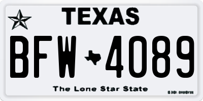 TX license plate BFW4089