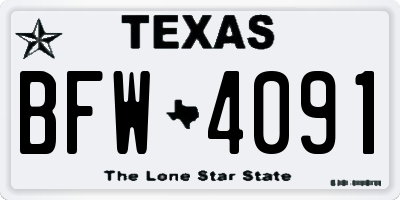 TX license plate BFW4091