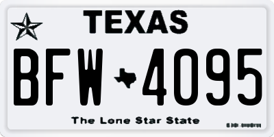 TX license plate BFW4095