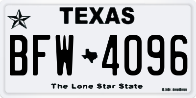 TX license plate BFW4096
