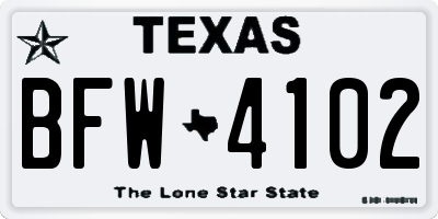 TX license plate BFW4102