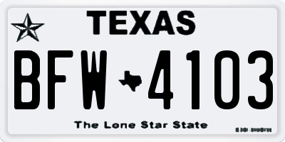 TX license plate BFW4103