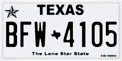 TX license plate BFW4105