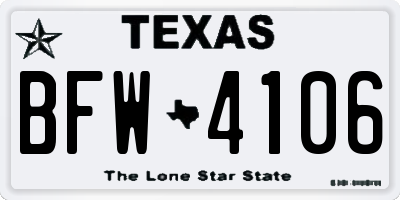 TX license plate BFW4106