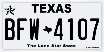 TX license plate BFW4107