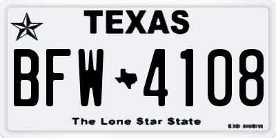 TX license plate BFW4108
