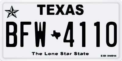 TX license plate BFW4110
