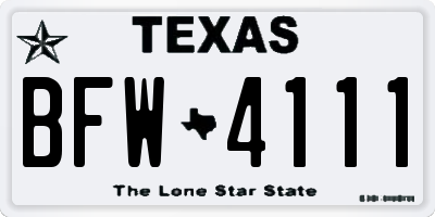TX license plate BFW4111