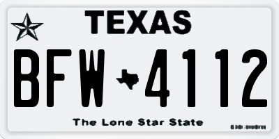 TX license plate BFW4112