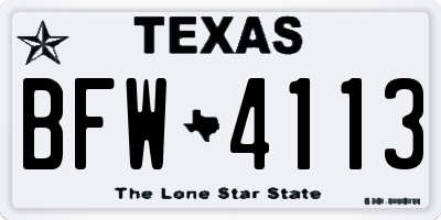 TX license plate BFW4113