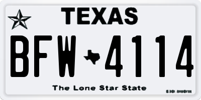 TX license plate BFW4114