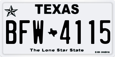TX license plate BFW4115