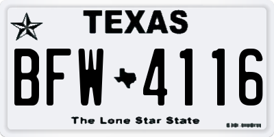 TX license plate BFW4116