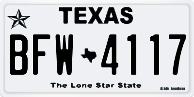 TX license plate BFW4117