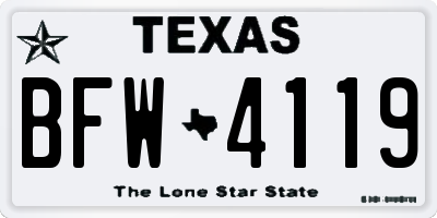 TX license plate BFW4119