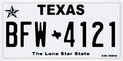 TX license plate BFW4121