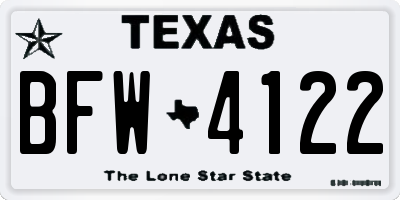 TX license plate BFW4122